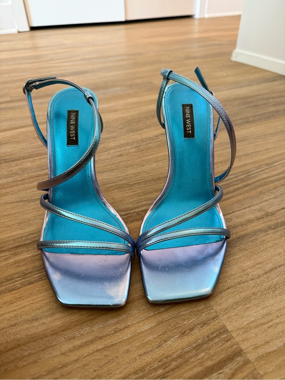 Nine West Women's Iridescent Blue Strappy Sandals